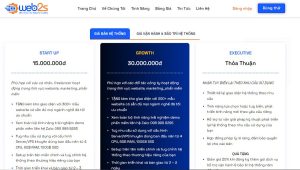 Chi Tiết Bảng Giá Hệ Thống Quản Lý & Tạo Website Tự Động Bảng giá hệ thống web2s